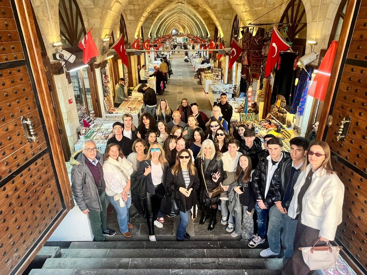 Students and companions at the Istanbul grand bazaar